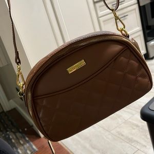 Joy and Iman Brown Leather Quilted Purse